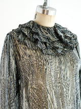 Ruffled Silk Chiffon Blouse Top arcadeshops.com