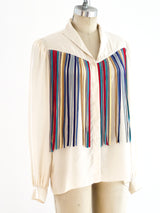 Rainbow Ribbon Fringed Silk Top Top arcadeshops.com