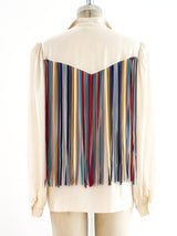 Rainbow Ribbon Fringed Silk Top Top arcadeshops.com
