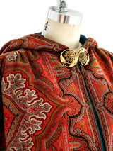 Red Paisley Hooded Cape Jacket arcadeshops.com