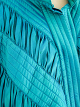 Turquoise Ruched Silk Bomber Jacket arcadeshops.com