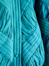 Turquoise Ruched Silk Bomber Jacket arcadeshops.com