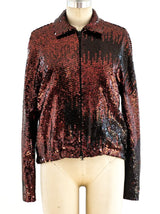 Halston Copper Sequin Bomber Jacket arcadeshops.com