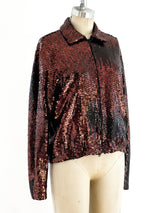 Halston Copper Sequin Bomber Jacket arcadeshops.com