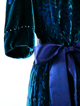 Zandra Rhodes Peacock Blue Velvet Dress Dress arcadeshops.com
