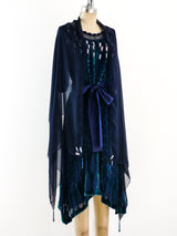 Zandra Rhodes Peacock Blue Velvet Dress Dress arcadeshops.com