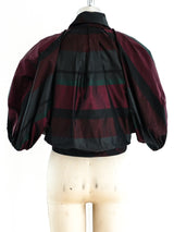 Maroon Striped Taffeta Jacket Jacket arcadeshops.com