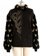 Faux Fur Sleeved Sweater Top arcadeshops.com