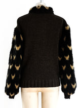Faux Fur Sleeved Sweater Top arcadeshops.com
