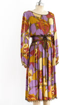 Autumnal Floral Silk Dress Dress arcadeshops.com