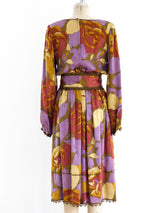 Autumnal Floral Silk Dress Dress arcadeshops.com