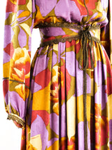 Autumnal Floral Silk Dress Dress arcadeshops.com