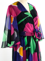 Neon Floral Chiffon Gown Dress arcadeshops.com