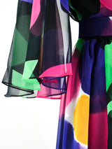 Neon Floral Chiffon Gown Dress arcadeshops.com