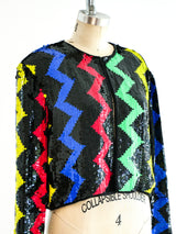 Multicolor Chevron Sequin Jacket Jacket arcadeshops.com
