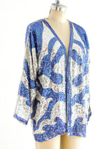 Indigo and Silver Sequin Jacket Jacket arcadeshops.com