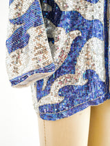 Indigo and Silver Sequin Jacket Jacket arcadeshops.com