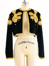Soutache Embroidered Cropped Velvet Jacket Jacket arcadeshops.com