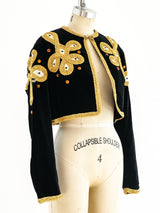 Soutache Embroidered Cropped Velvet Jacket Jacket arcadeshops.com