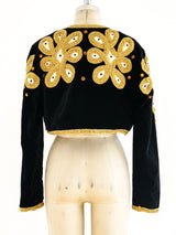 Soutache Embroidered Cropped Velvet Jacket Jacket arcadeshops.com