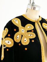 Soutache Embroidered Cropped Velvet Jacket Jacket arcadeshops.com
