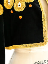 Soutache Embroidered Cropped Velvet Jacket Jacket arcadeshops.com