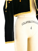 Soutache Embroidered Cropped Velvet Jacket Jacket arcadeshops.com