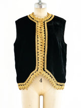 Soutache Embroidered Black Velvet Vest Jacket arcadeshops.com