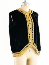 Soutache Embroidered Black Velvet Vest Jacket arcadeshops.com