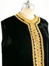 Soutache Embroidered Black Velvet Vest Jacket arcadeshops.com