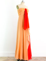 Bill Blass Tonal Strapless Gown Dress arcadeshops.com