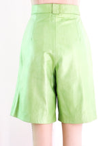 Lime Green Leather Shorts Bottom arcadeshops.com