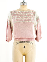 Pink Striped Beaded Sweater Top arcadeshops.com