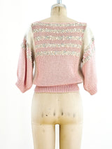 Pink Striped Beaded Sweater Top arcadeshops.com
