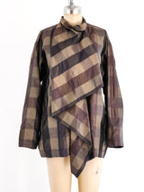 Issey Miyake Draped Silk Check Top Top arcadeshops.com
