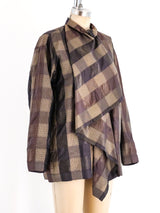 Issey Miyake Draped Silk Check Top Top arcadeshops.com