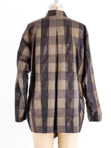 Issey Miyake Draped Silk Check Top Top arcadeshops.com