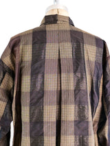 Issey Miyake Draped Silk Check Top Top arcadeshops.com