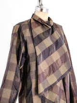 Issey Miyake Draped Silk Check Top Top arcadeshops.com