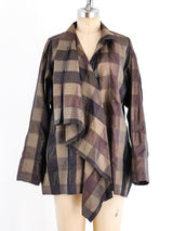 Issey Miyake Draped Silk Check Top Top arcadeshops.com