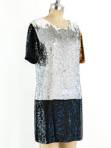 Ashish Colorblock Sequin Mini Dress Dress arcadeshops.com