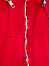 Red Denim Zipper Jumpsuit Suit arcadeshops.com