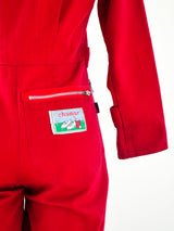 Red Denim Zipper Jumpsuit Suit arcadeshops.com