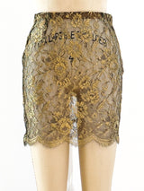 Krizia Gold Lace Mini Skirt Skirt arcadeshops.com