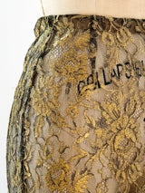 Krizia Gold Lace Mini Skirt Skirt arcadeshops.com
