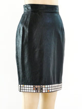 1990 Moschino Mirror Trimmed Leather Skirt Bottom arcadeshops.com