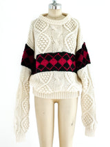 Argyle Banded Cable Knit Sweater Top arcadeshops.com