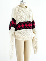 Argyle Banded Cable Knit Sweater Top arcadeshops.com