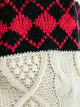 Argyle Banded Cable Knit Sweater Top arcadeshops.com