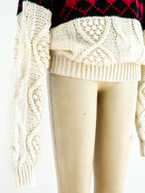 Argyle Banded Cable Knit Sweater Top arcadeshops.com